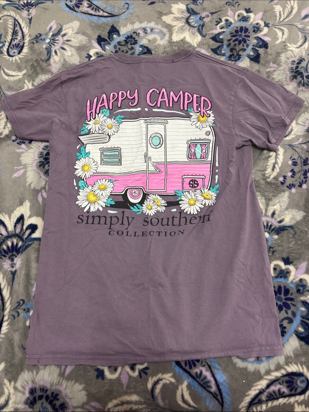 Simply Southern Lavender Short Sleeve Tee with Pocket Logo